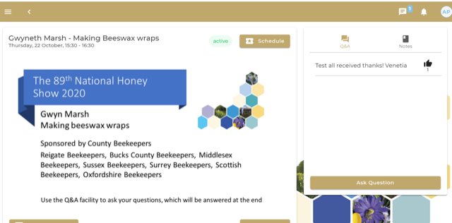 OBKA Sponsors Beeswax wrap Demo National Honey Show 2020